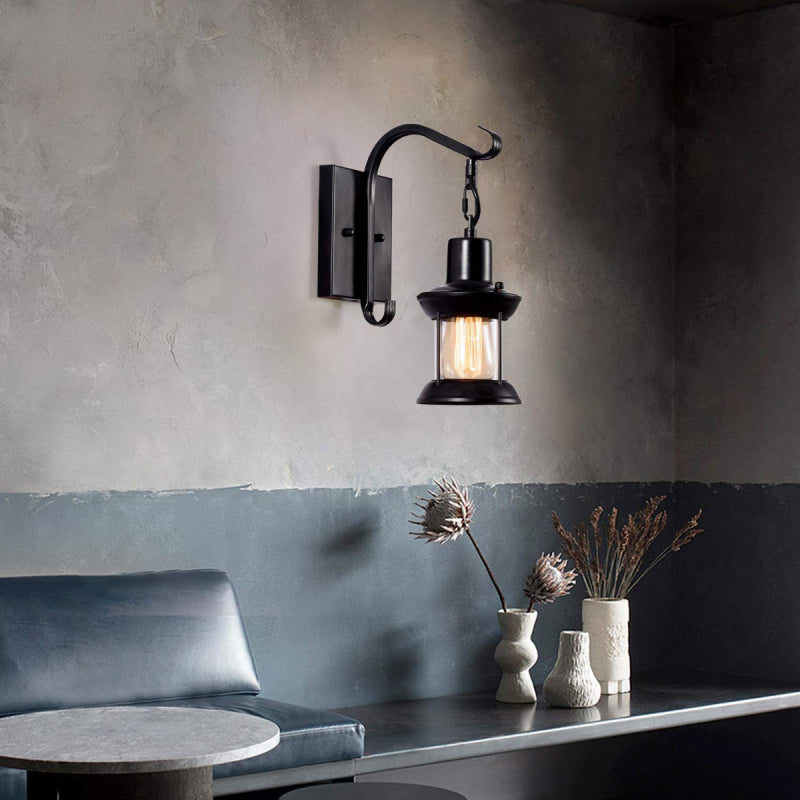 Silva Industrial Retro Wall Light Black/Bronze Indoor Metal/Glass