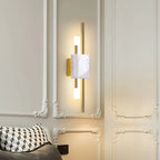 Drena Modern Linear Wall Sconce Marble. White/Green/Gold. Living Room