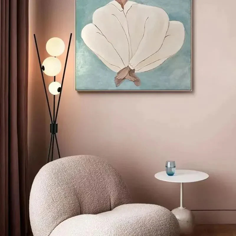 Designer LED Floor Lamp with Moon-Shaped Shades – Table and Floor Lamp on Tripod