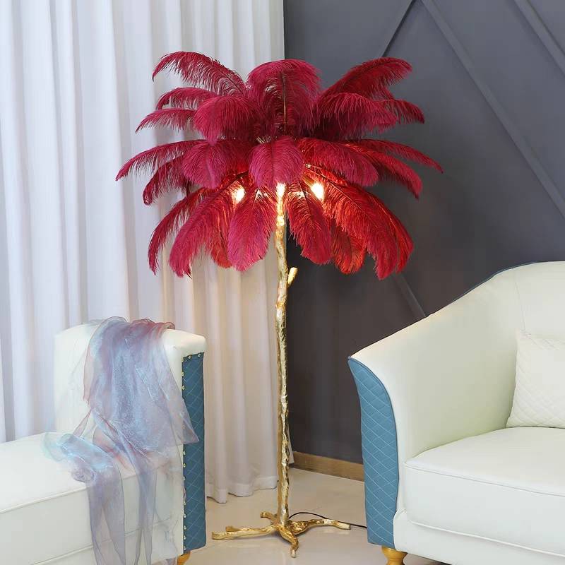 Luxury Feather/Colored Metal Floor Lamp