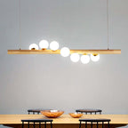 Valentina Glass Bubble Pendant Light Wood/Walnut