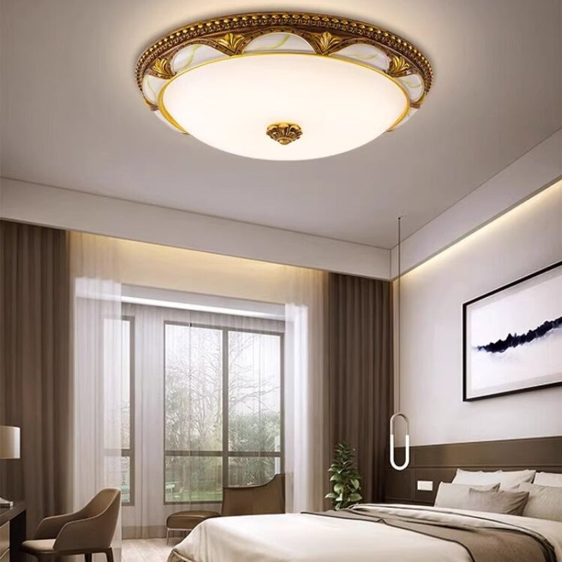 Epoch Floral Retro Antique Brass Flush Mount Ceiling Light