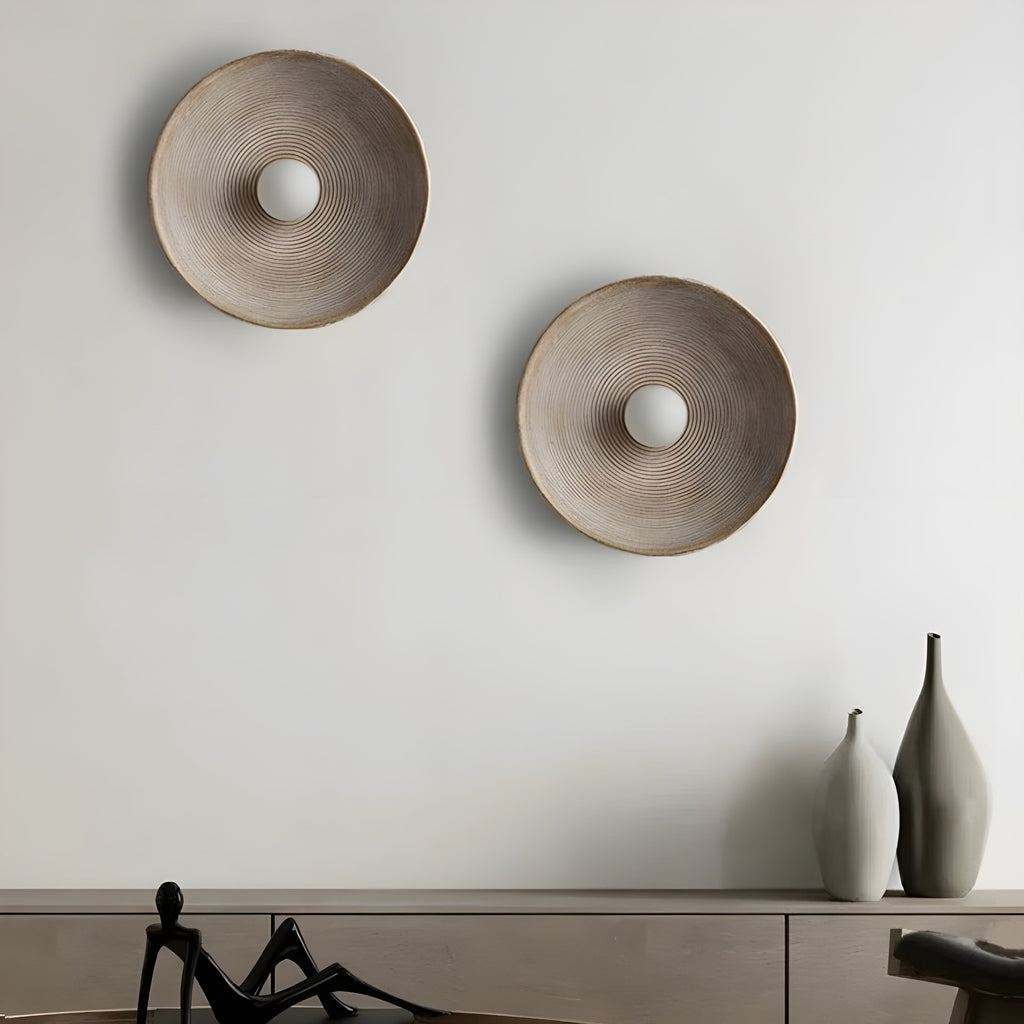 Retro Resin Ceramic-style Round Wall Sconce LED 1-light