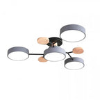 Modern LED Multi-Arm Ceiling Lamp – Minimalist Design with Wooden Accents