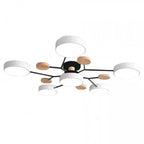 Modern LED Multi-Arm Ceiling Lamp – Minimalist Design with Wooden Accents