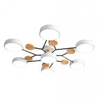 Modern LED Multi-Arm Ceiling Lamp – Minimalist Design with Wooden Accents