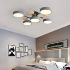 Modern LED Multi-Arm Ceiling Lamp – Minimalist Design with Wooden Accents
