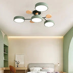 Modern LED Multi-Arm Ceiling Lamp – Minimalist Design with Wooden Accents
