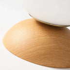 Modern ceiling lamp in Japanese style with a wooden base – minimalist sphere