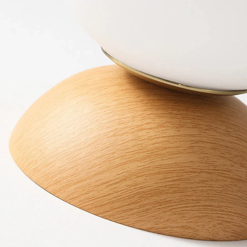 Modern ceiling lamp in Japanese style with a wooden base – minimalist sphere