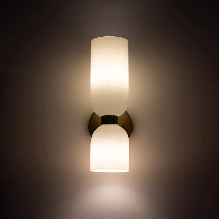 Elegant wall sconce with smoky glass and gold finish – double light source