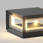Ray Contemporary LED Cube Metal Outdoor Lamps, Black