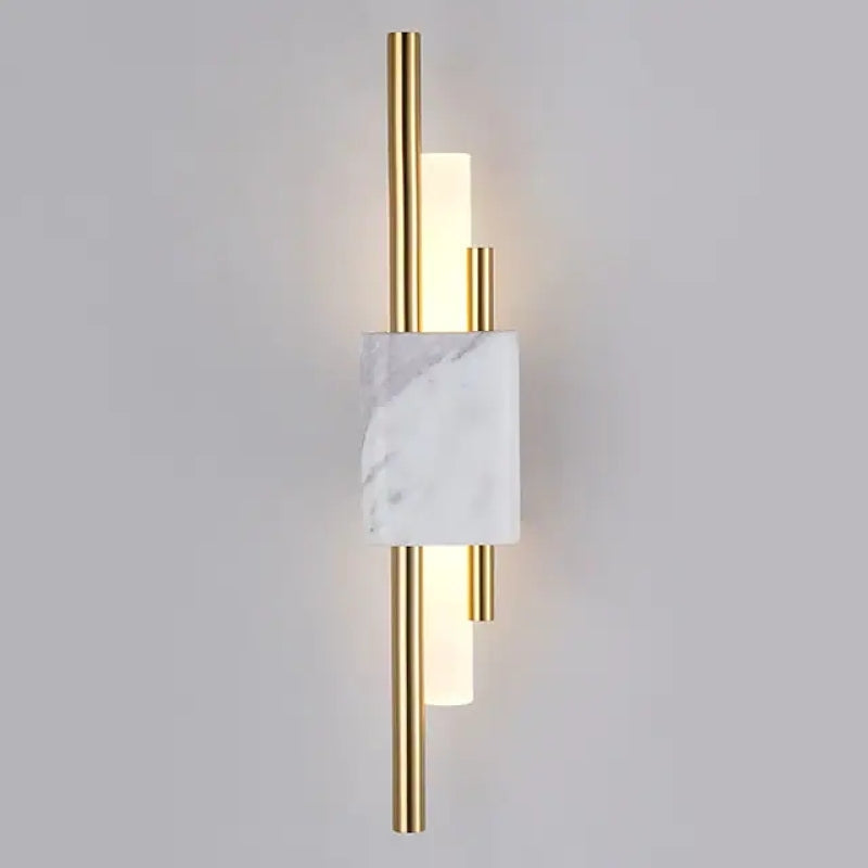 Drena Modern Linear Wall Sconce Marble. White/Green/Gold. Living Room