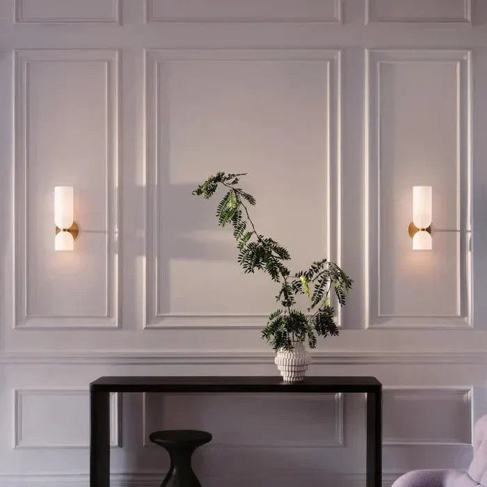 Elegant wall sconce with smoky glass and gold finish – double light source