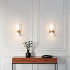 Elegant wall sconce with smoky glass and gold finish – double light source