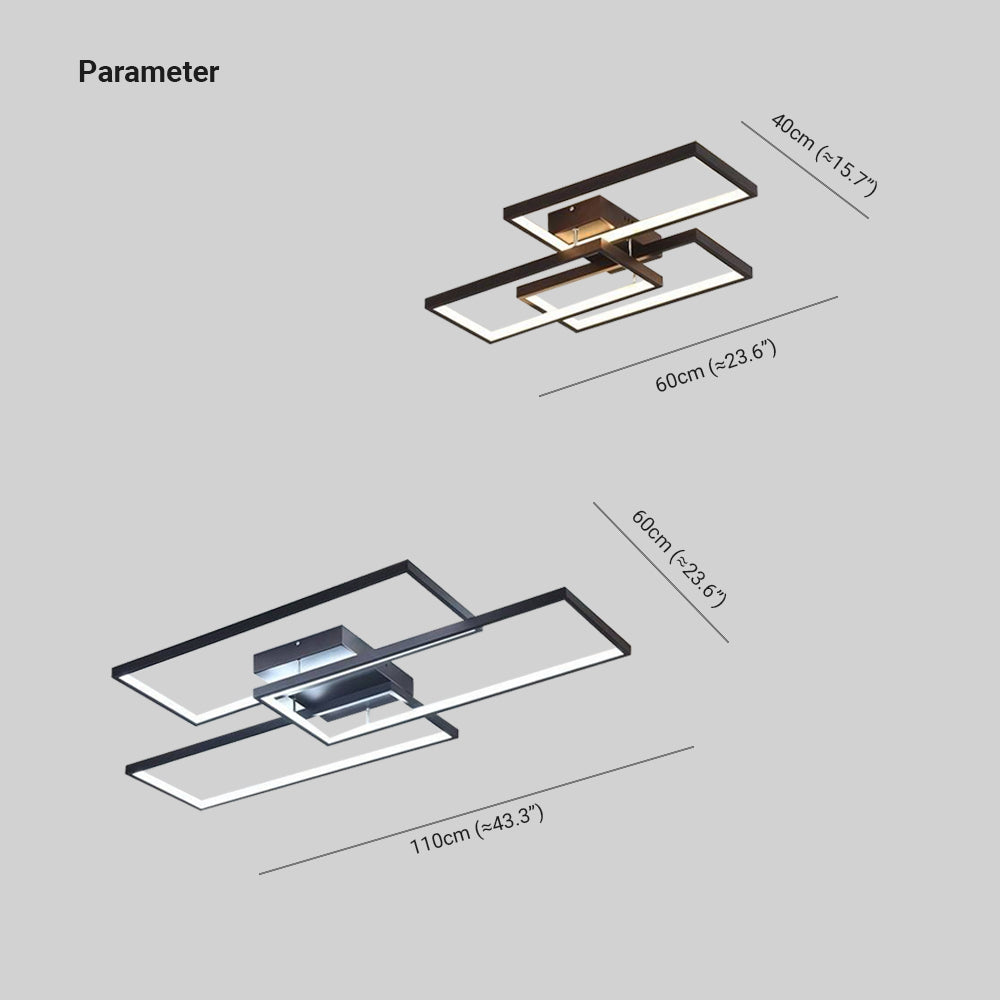 Arisha Rectangular Flush Mount Ceiling Light, 2 Colors