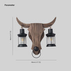 Austin Wall Lamp Bull Shape Vintage, 2 Heads Wood/Metal, Bedroom