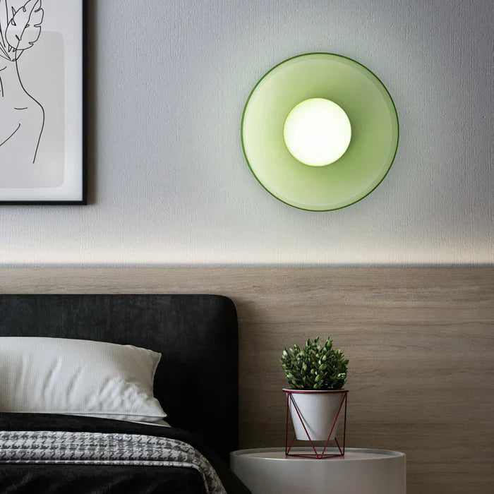 Modern glass ceiling lamp with a shade in minimalist design