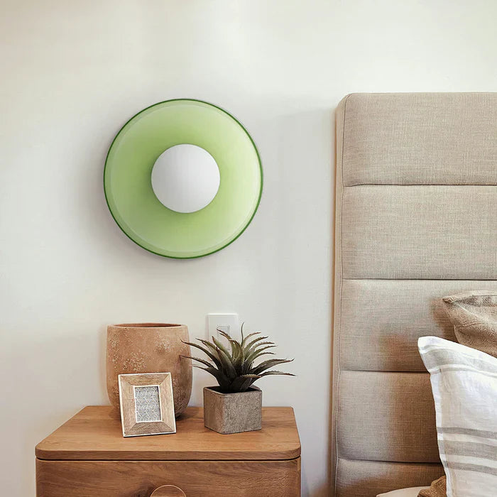 Modern glass ceiling lamp with a shade in minimalist design