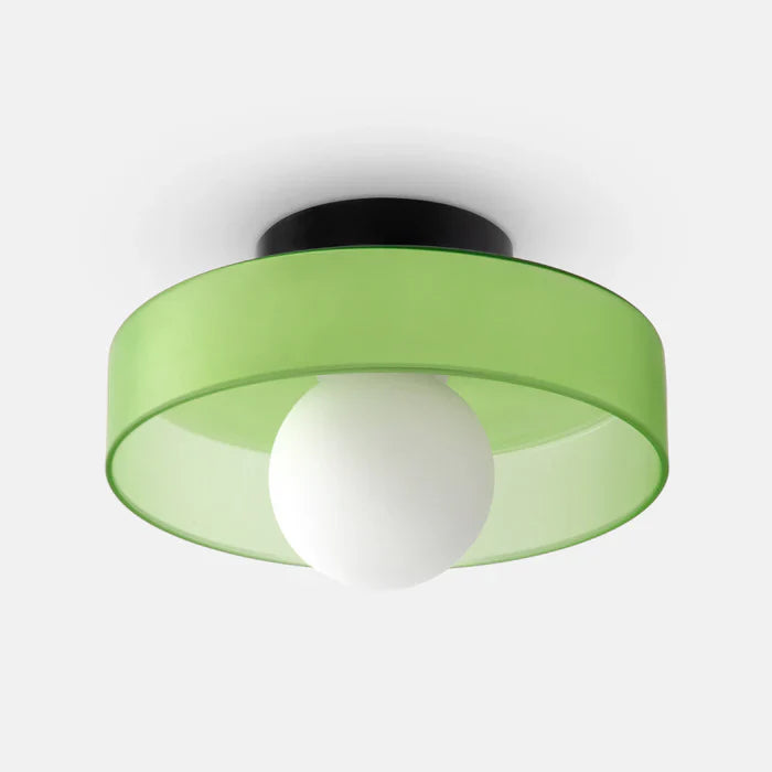 Modern glass ceiling lamp with a shade in minimalist design