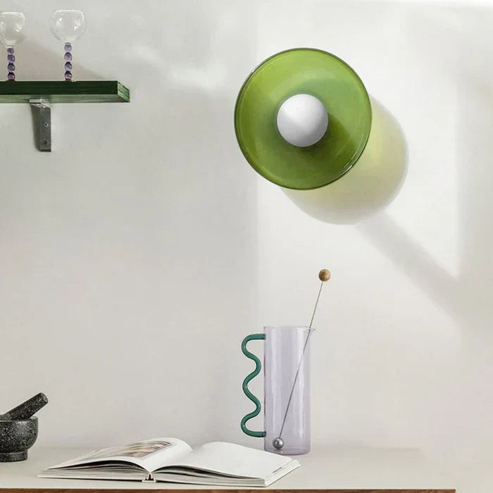 Modern glass ceiling lamp with a shade in minimalist design