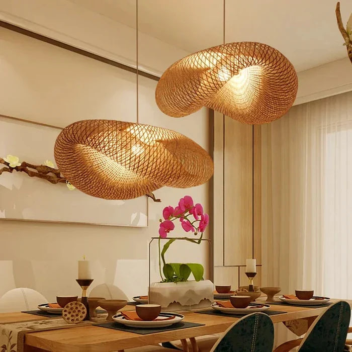 Handwoven Bamboo Pendant Lamp in Boho Style