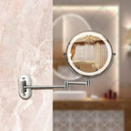 Wall-mounted cosmetic mirror with LED lighting and magnification