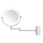 Wall-mounted cosmetic mirror with LED lighting and magnification