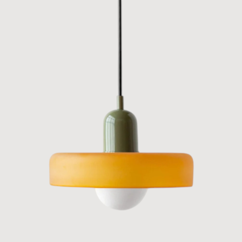 Modern pendant lamp with colorful glass shade Bauhaus