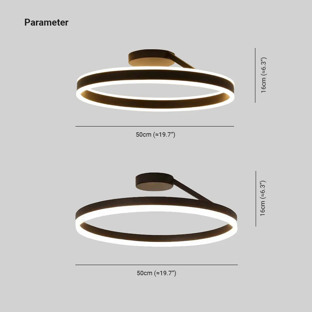 Solen Modern Circle Flush Mount Ceiling Light, Black & White