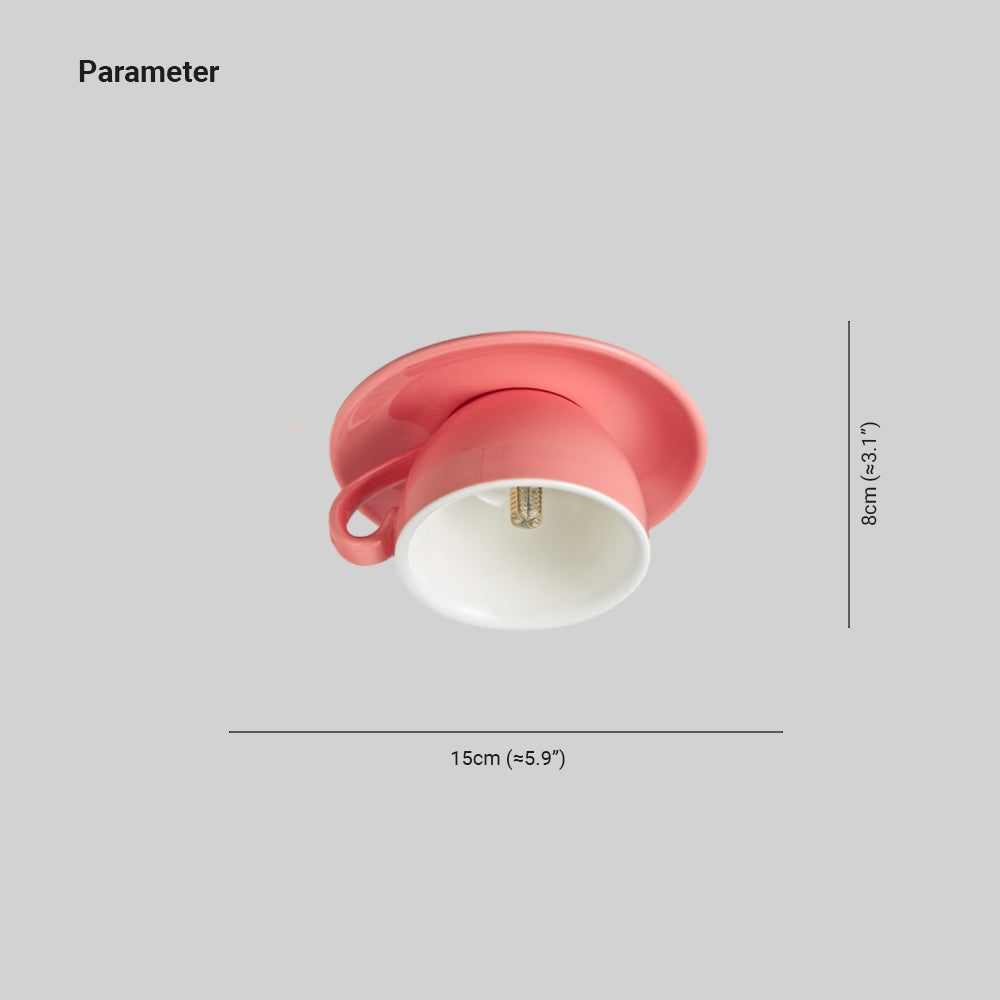 Teyo Modern Ceramic Coffee Cup Ceiling Light Blue/Pink/Yellow