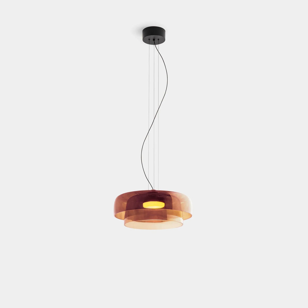 Modern Glass Pendant Lamp with Layered Shade – Design Inspired by Retro Style