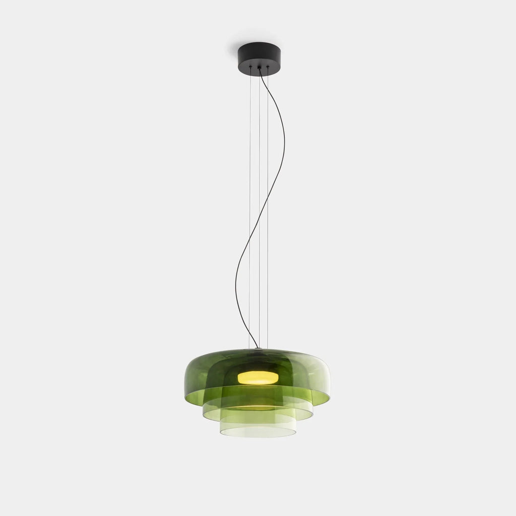 Modern Glass Pendant Lamp with Layered Shade – Design Inspired by Retro Style