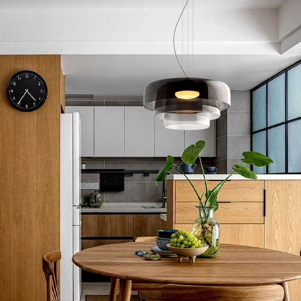 Modern Glass Pendant Lamp with Layered Shade – Design Inspired by Retro Style