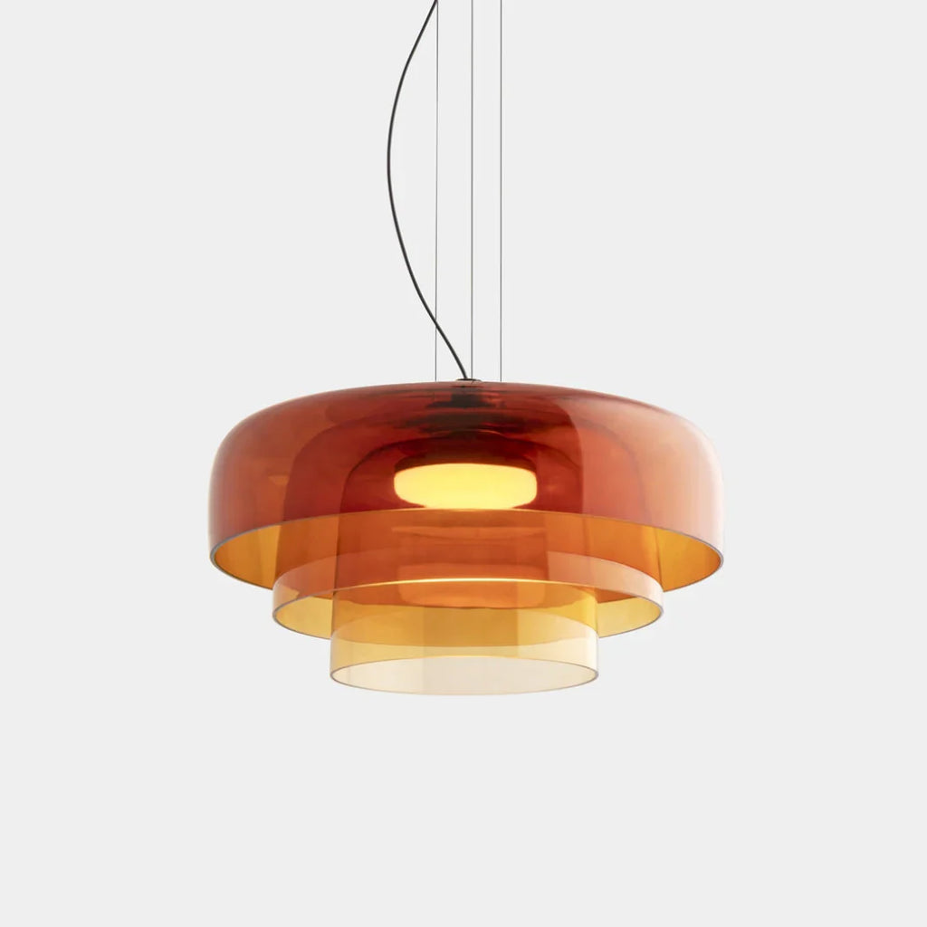 Modern Glass Pendant Lamp with Layered Shade – Design Inspired by Retro Style