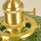 Vintage pendant lamp with ribbed glass shade and gold finish
