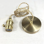 Vintage pendant lamp with ribbed glass shade and gold finish