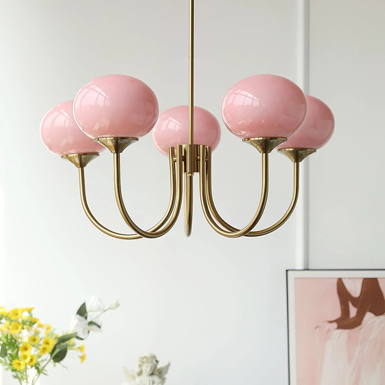 Retro glamour pendant lamp with spherical shades