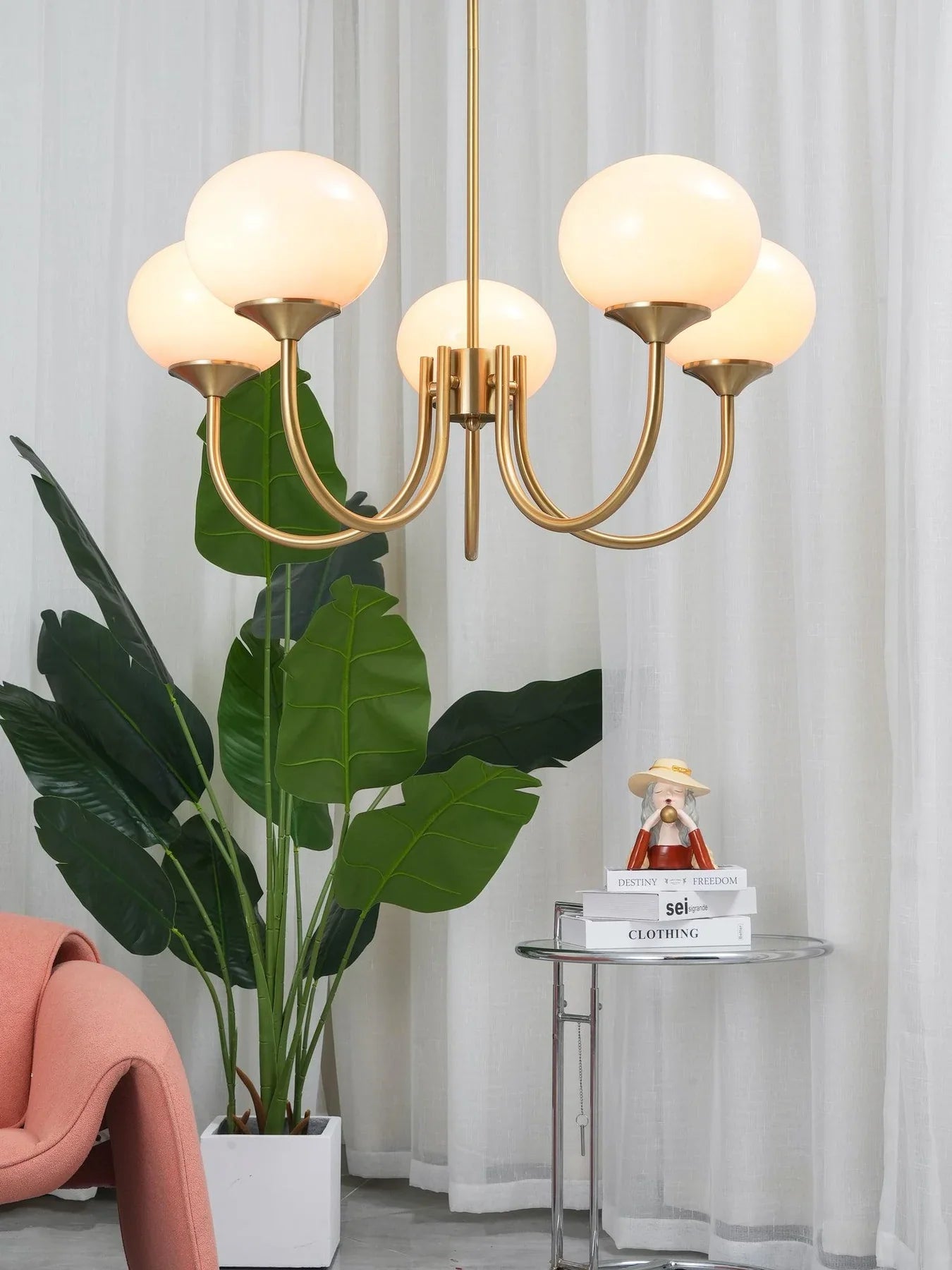 Retro glamour pendant lamp with spherical shades