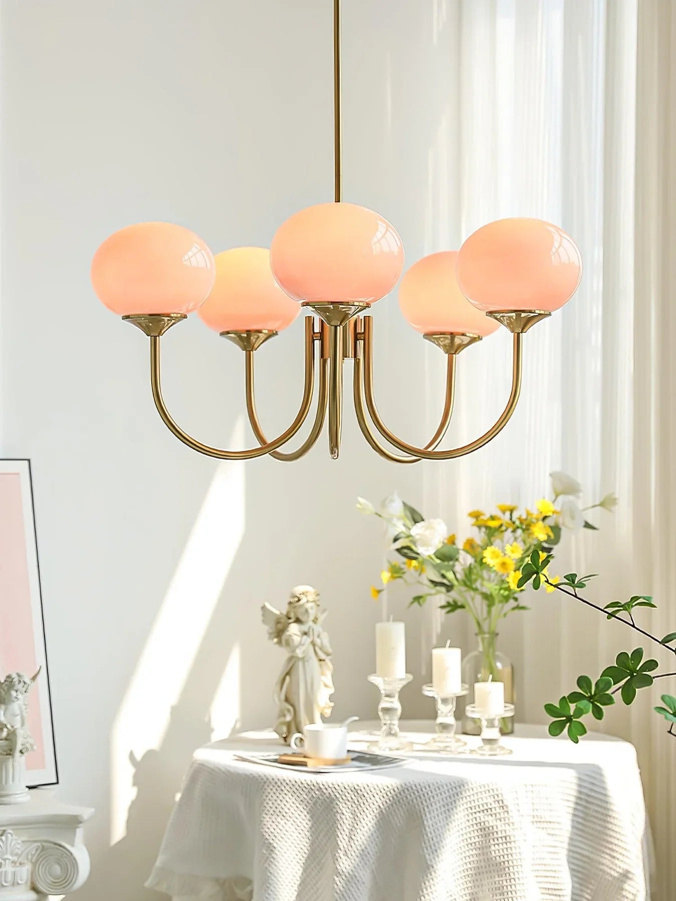 Retro glamour pendant lamp with spherical shades