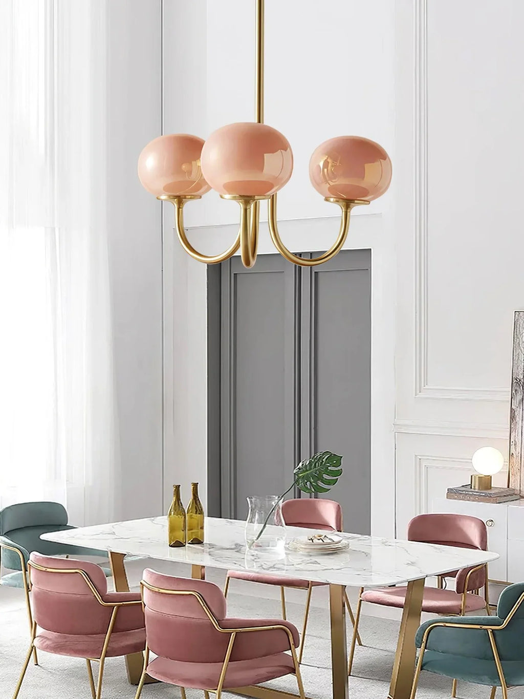 Retro glamour pendant lamp with spherical shades
