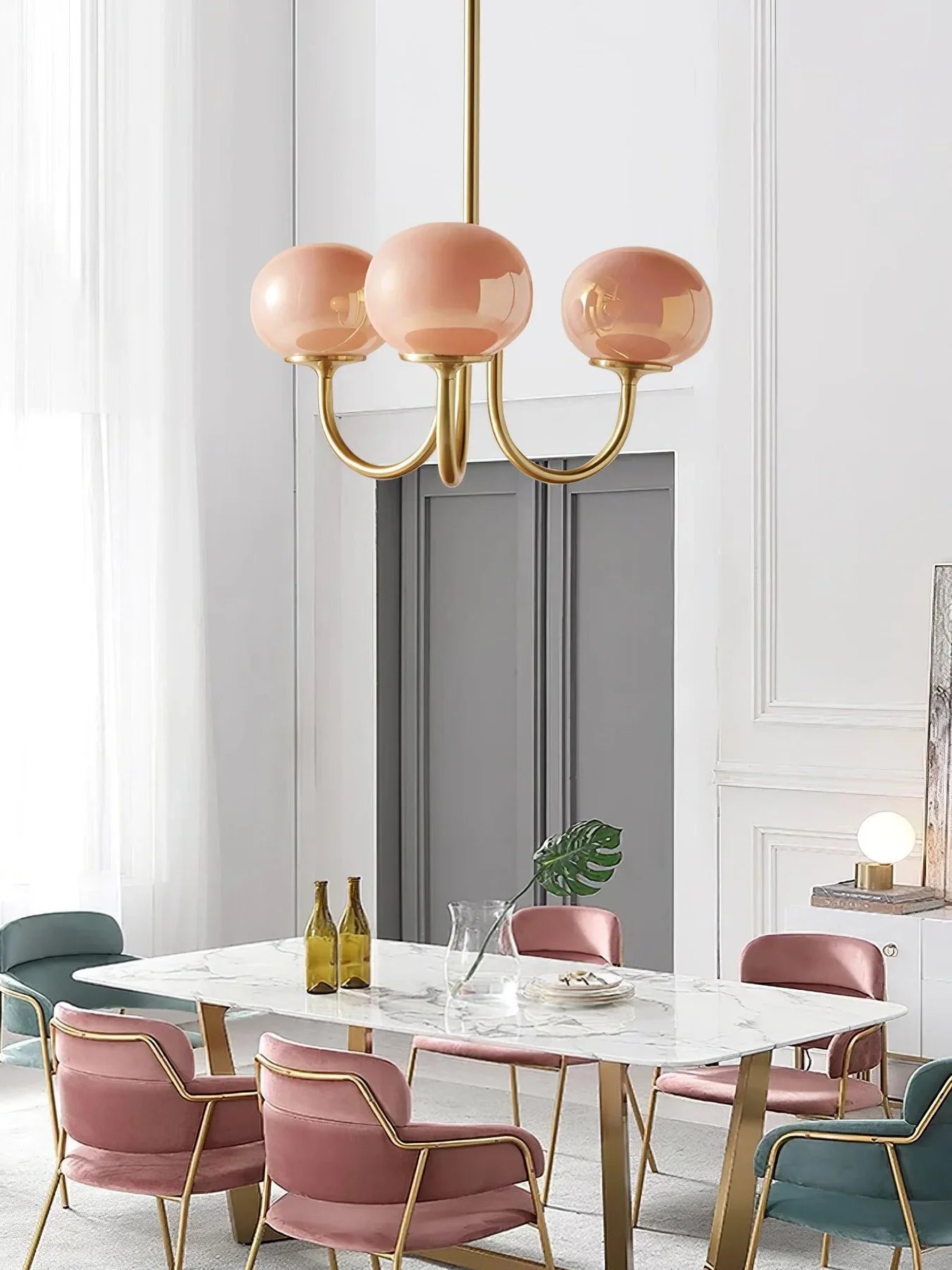 Retro glamour pendant lamp with spherical shades