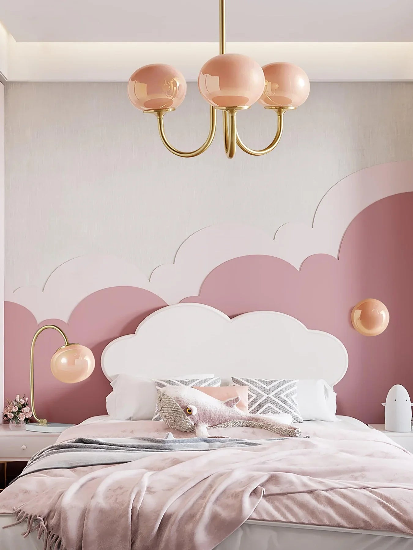 Retro glamour pendant lamp with spherical shades