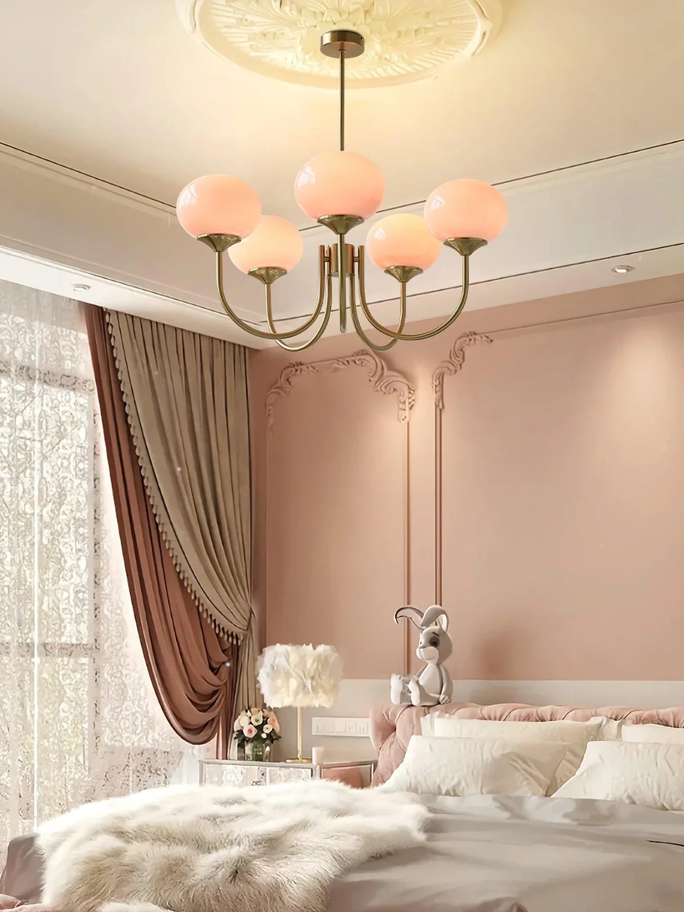Retro glamour pendant lamp with spherical shades