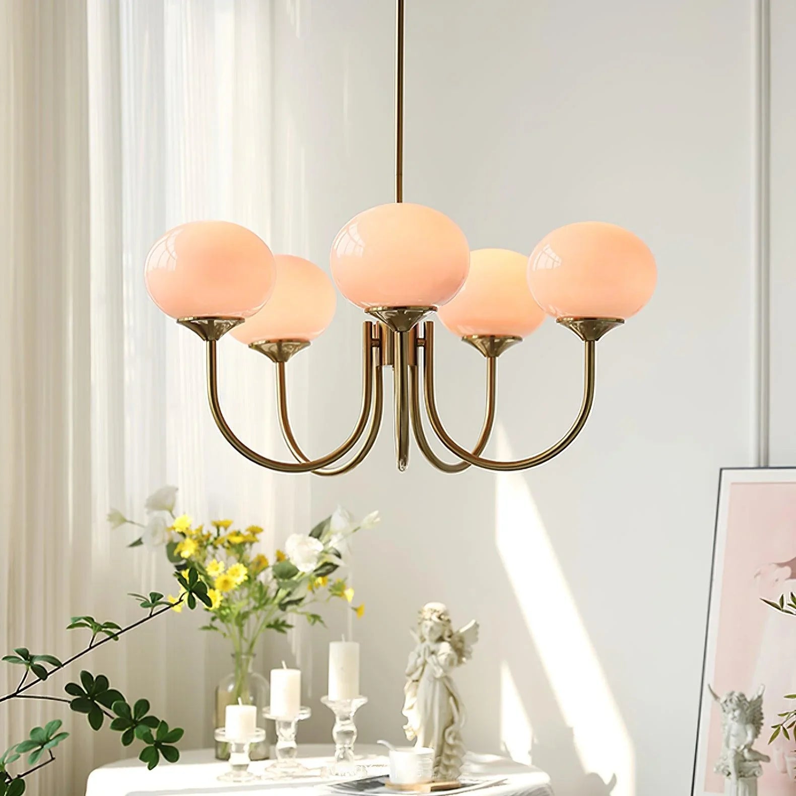 Retro glamour pendant lamp with spherical shades