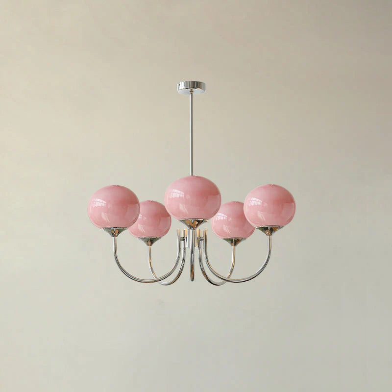 Retro glamour pendant lamp with spherical shades