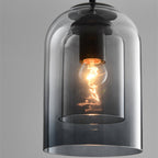 Modern Smoked Glass Cylinder Pendant 1-Light