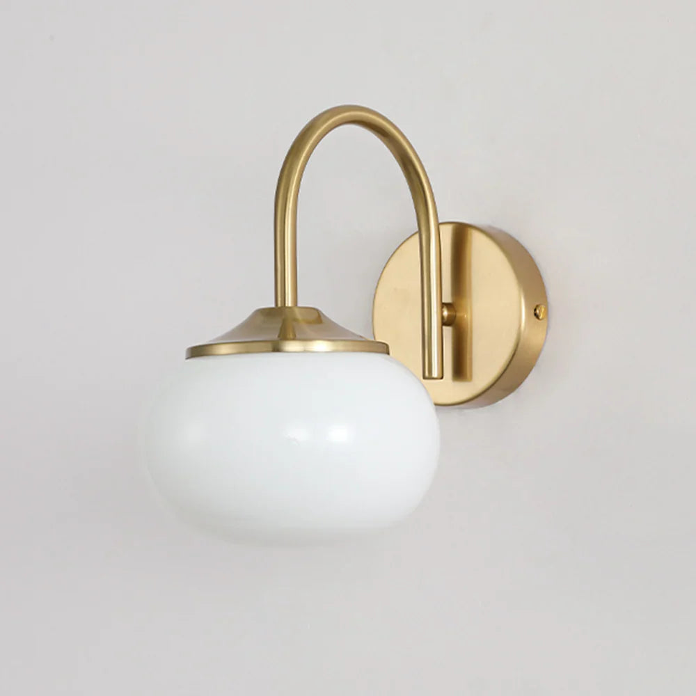 Wall Lamp with Glass Shade and Gold Finish