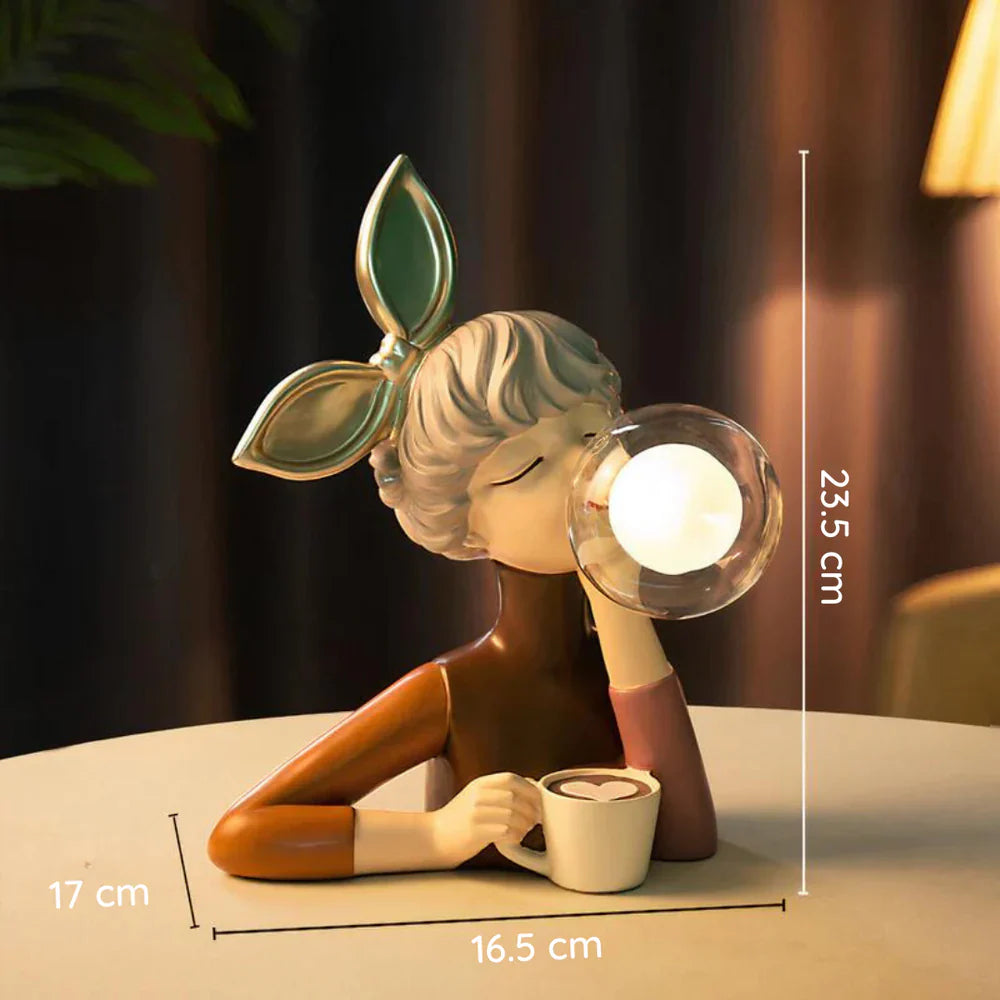 Decorative LED Lamp "Girl with Balloon" – Designer Figure for Living Room and Office