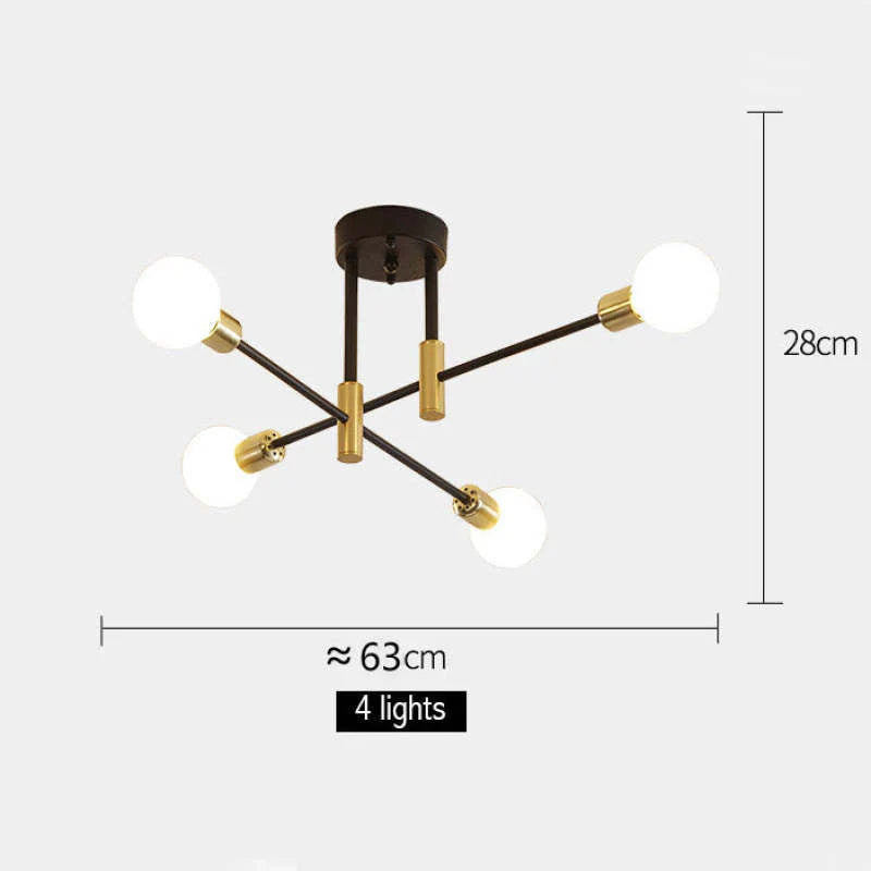 Industrial ceiling lamp chandelier with round lights